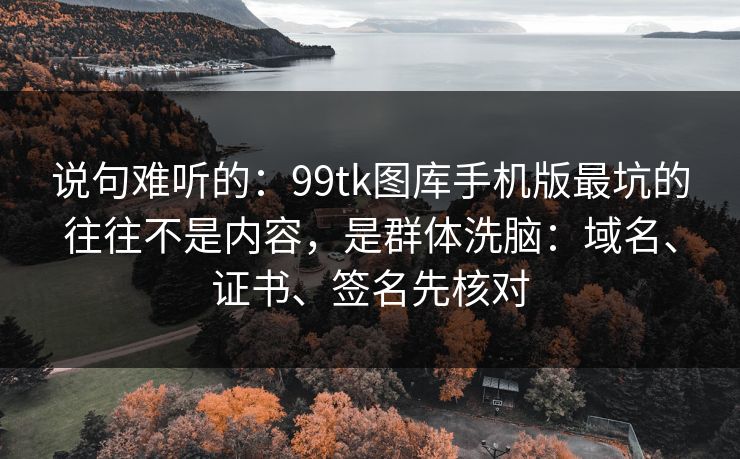 说句难听的：99tk图库手机版最坑的往往不是内容，是群体洗脑：域名、证书、签名先核对