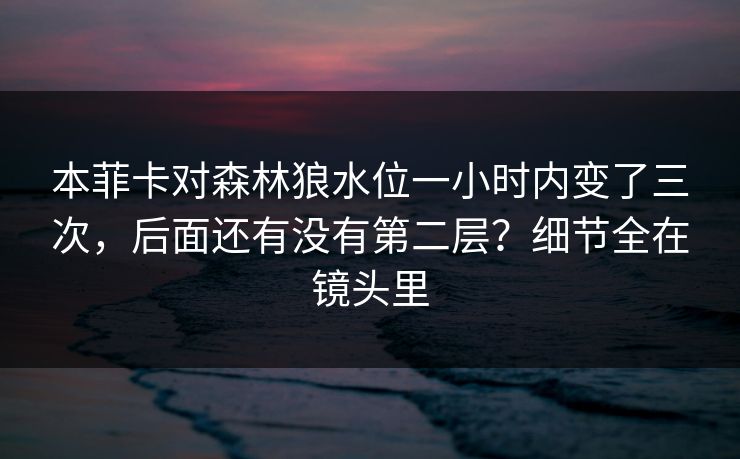 本菲卡对森林狼水位一小时内变了三次，后面还有没有第二层？细节全在镜头里